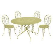 Table ronde 117cm 4 chaises empilables MONTMARTRE - Table ronde 117cm 4 chaises
