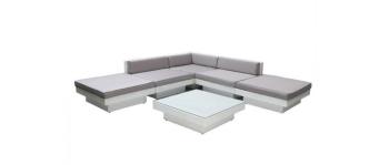 Salon de jardin résine tressée complet blanc MAURI