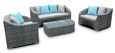 Salon de jardin design en résine tréssée grise - U