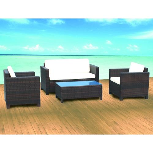 Bali marron/blanc : salon de jardin 4 places en ré