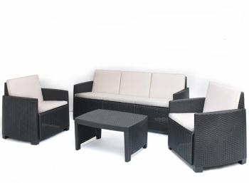 Salon de jardin Stromboli en résine tressée gris a