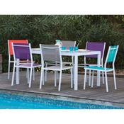Salon de jardin 6 places : 1 table aluminium et pl