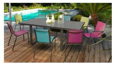 Salon de jardin BRECIA 6 places en aluminium et te