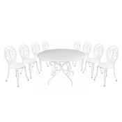 Salon jardin 6 places Acier Table ronde 117cm 6 chaises Salon jardin 6 places Acier