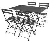 Salon de jardin pliant 4 places en acier : table r