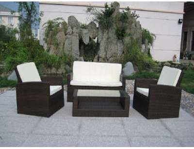 Salon de jardin confort 4 places rsine tresse GRIS