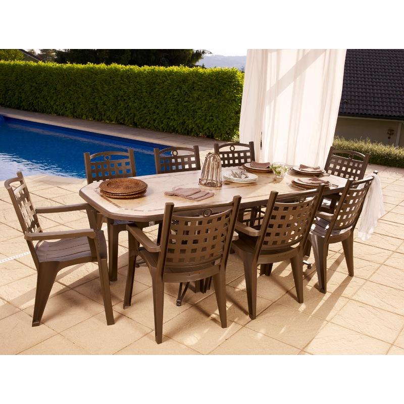 GROSFILLEX - Salon de jardin Amalfi bronze + 8 f