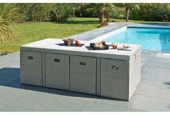 Ensemble de jardin encastrable 8 places gris