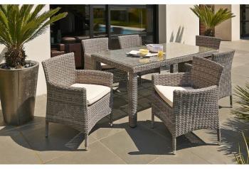 Ensemble salon de jardin et 6 fauteuils avec plate