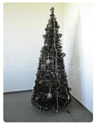 Arbre de Noël 1,8 m décoré et illuminé noir