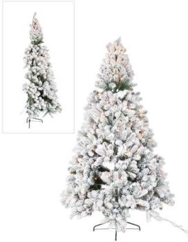 Sapin de noël enneigé et lumineux
