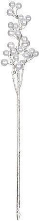 Branche avec perles, blanc/argent, 39 cm