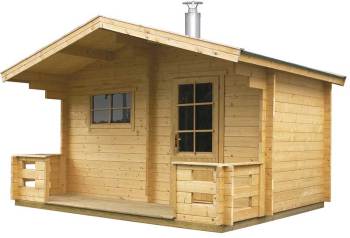 Sauna Keitele avec poêle à bois 20 pro et cheminée