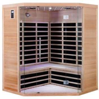 Sauna d angle infrarouge 3 4 places Luxe - metteurs Sauna d angle infrarouge 3