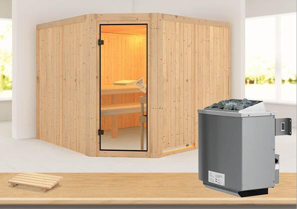 Sauna traditionnel vapeur Farin avec poêle 9kW com