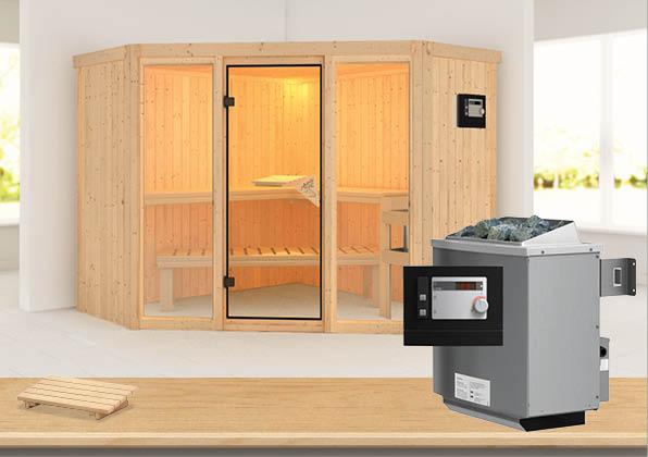 Sauna vapeur Flora 2 avec poêle 9kW commande exter