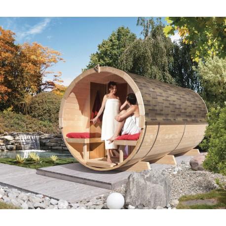 Sauna Tonneau 4 avec vestibule - 6 à 8 places bois