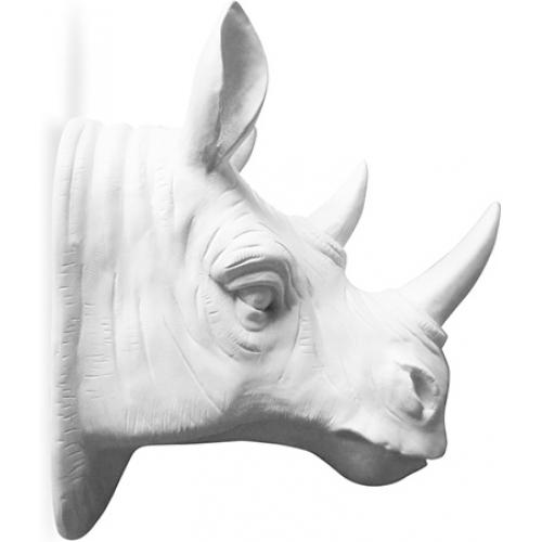Tête de rhinocéros Taxidermie ? Résine multicolor