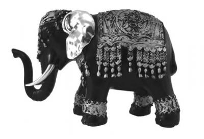 Statuette déléphant noir et argent - Petite taill