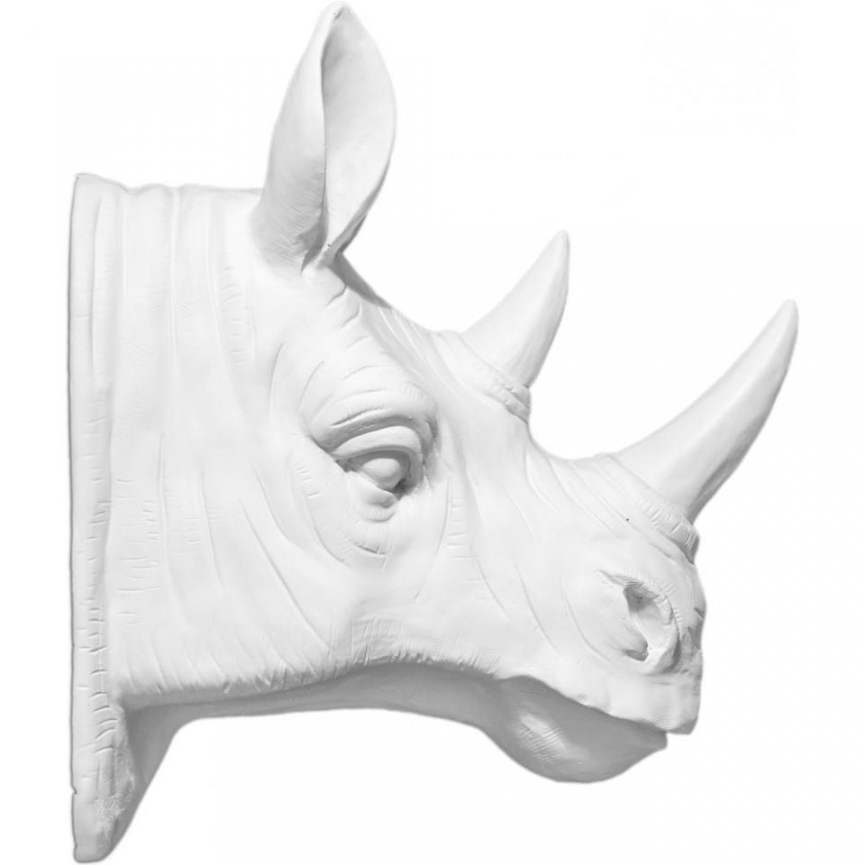 Tête de rhinocéros Taxidermie ? Résine Blanc