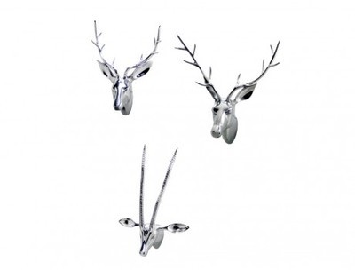 Lot de 3 statues BOHORT cerfs et antilope en alumi