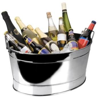 Vasque à champagne / bassine ovale en inox 18/10 -
