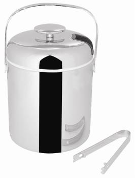 Seau à glace avec pince finition inox 1.23L