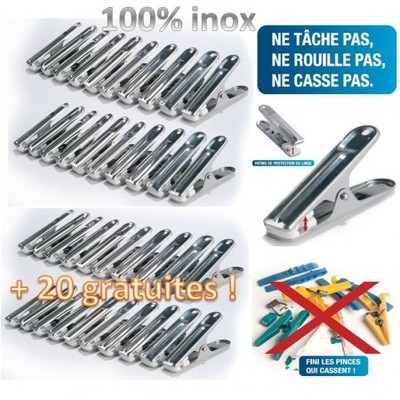 40 pinces à linge inox pinces incassables inusables 40 pinces à linge inox pinces