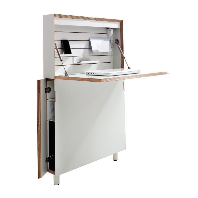 Flatmate - Secrétaire bureau scriban - blanc avec bord Flatmate - Secrétaire bureau