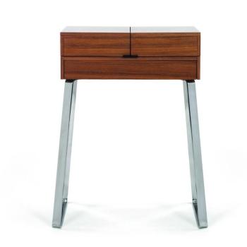 Zelos - Petit Bureau - noyer sous-main en cuir noir Zelos - Petit Bureau - noyer