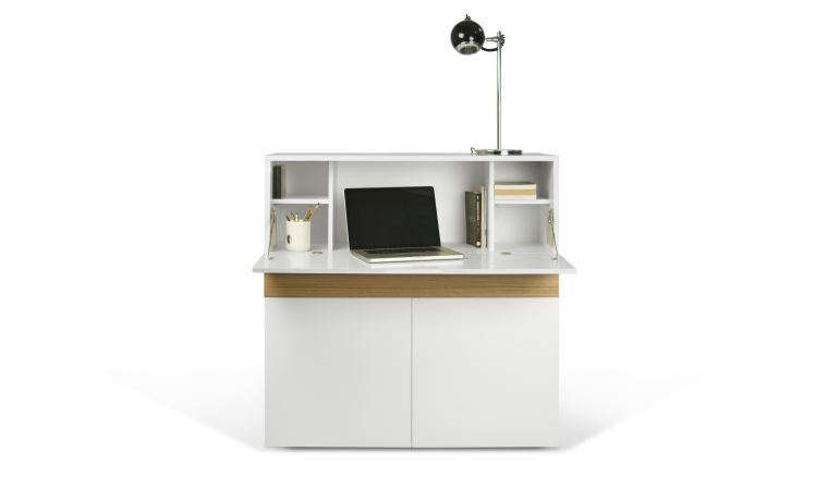 MEUBLE SECRÉTAIRE DESIGN BLANC ET CHÊNE - Modèle F