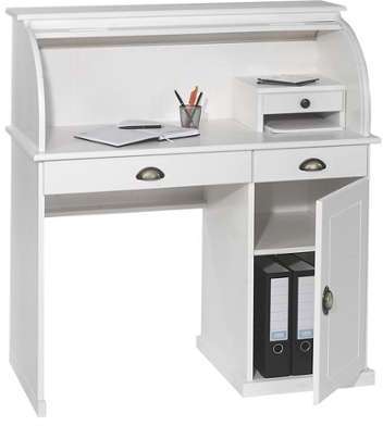 Bureau secrétaire DALLAS lasuré blanc Bureau secrétaire DALLAS lasuré