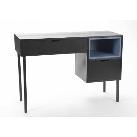Bureau contemporain noir et niche bleu