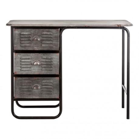 Bureau industriel en bois et métal noir blanchi vi