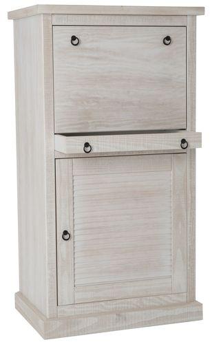 Colonne / secrétaire rangement en pin brosssé Blan