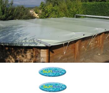 Bâche à barres piscine bois Koba 6,47 m x 4,48 m S