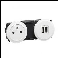 Prise 2P T et prise USB précablées Céliane 067106 Prise 2P T et prise USB précablées