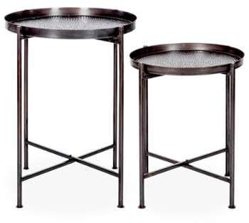 Lot de 2 tables d appoint Hortis en métal Cuivre foncé Lot de 2 tables d appoint