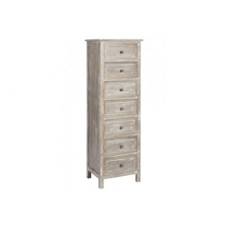 Semainier 7 Tiroirs Étroit Bois Naturel 45X35X140C