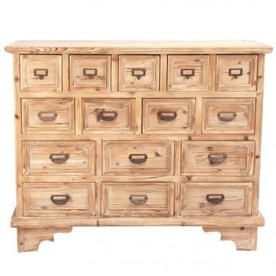 Semainier campagne 15 tiroirs en bois brut Vical H