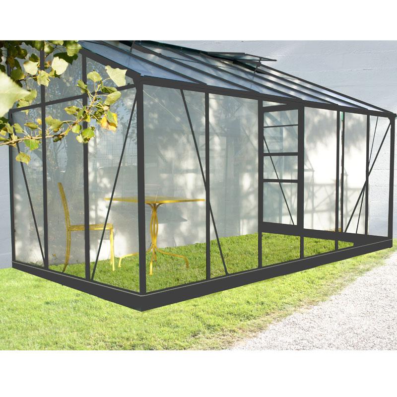 Serre de jardin adossée 7,22m² en aluminium laqué