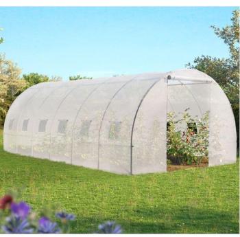 Grande serre de jardin transparente 18 m² tunnel 7