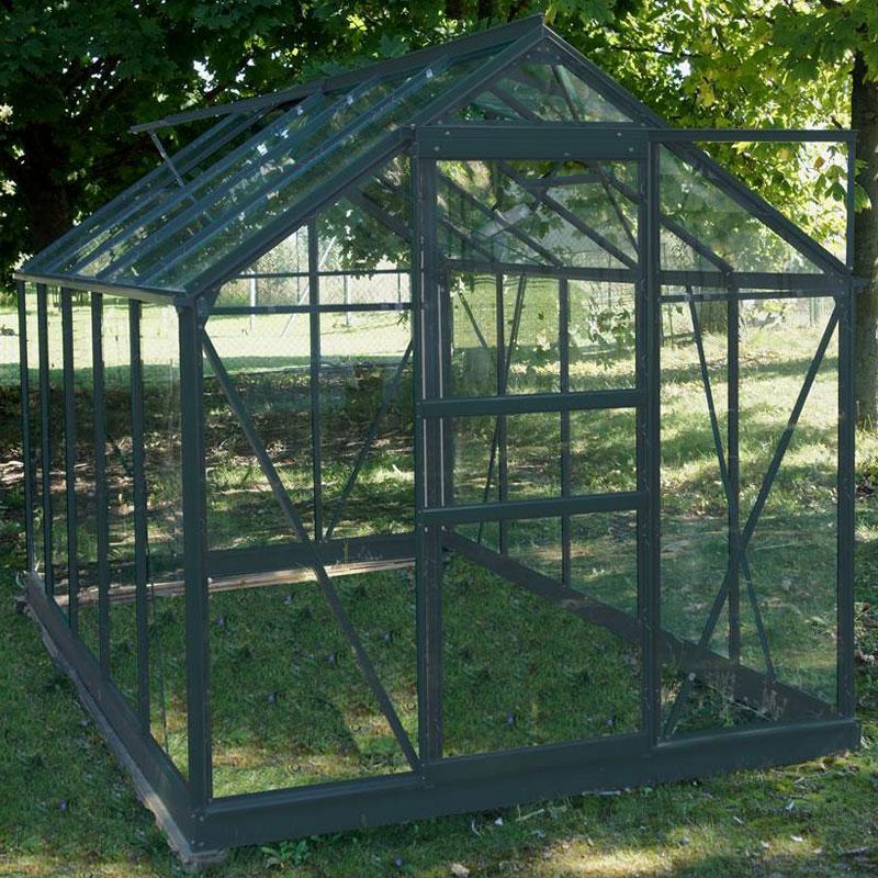 Serre de jardin 5,77m² en aluminium laqué gris et