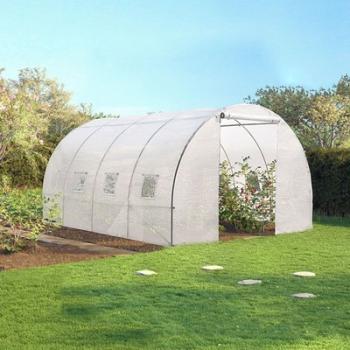 Serre de jardin tunnel 12 m² blanche translucide 3