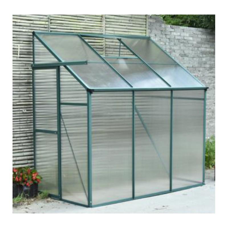 Serre adossée 2,7m² verte en polycarbonate 4mm + e