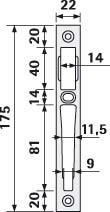 Gâche centrale alu numéro 2839 ASSA ABLOY COTE PIC