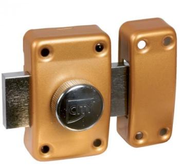 Verrou à bouton bronze - Cylindre 45 mm - Pêne 110