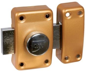 Verrou à bouton bronze - Cylindre 40 mm - Pêne 110