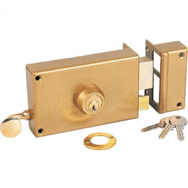 Serrure en applique bronze gauche à tirage - Clé I