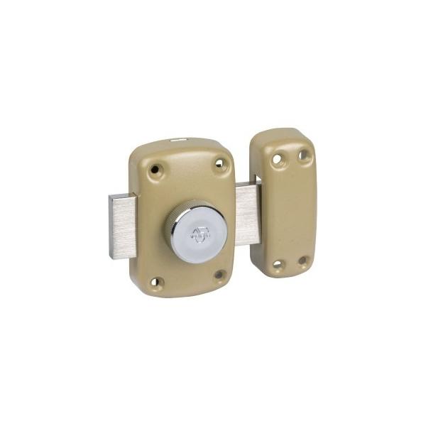 Verrou à bouton bronze - Cylindre 30 mm - Pêne 110